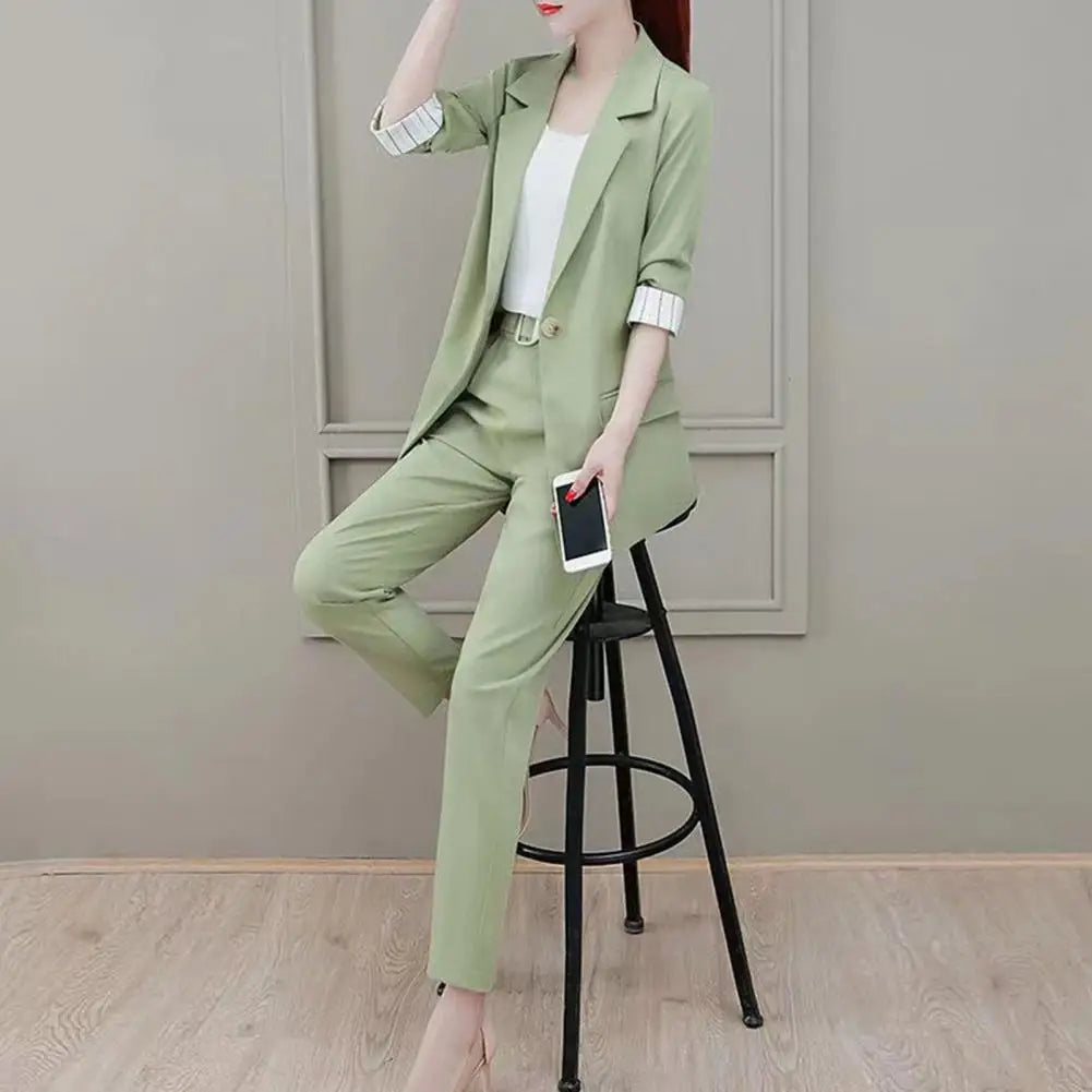 3 Pcs/Set Formal Three Piece Set Women Business Outfit Anti-Wrinkle Lapel Business Negotiation Women Coat Suit Meeting