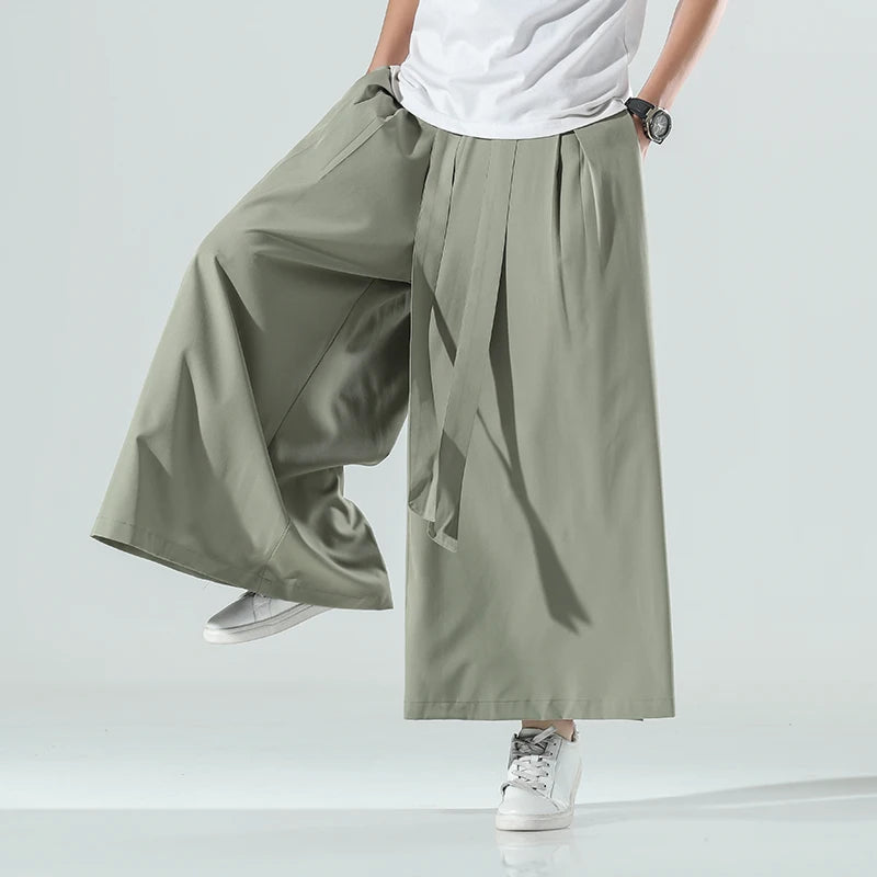2025 Japanese Hakama Harajuku Kimono plus Size Casual Wide Pants Men Clothing Chinese Style Hanfu Tang Suit Men Clothing
