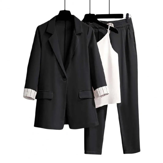 3 Pcs/Set Formal Three Piece Set Women Business Outfit Anti-Wrinkle Lapel Business Negotiation Women Coat Suit Meeting