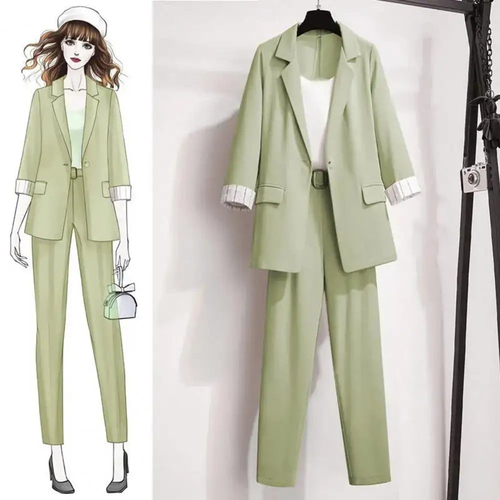 3 Pcs/Set Formal Three Piece Set Women Business Outfit Anti-Wrinkle Lapel Business Negotiation Women Coat Suit Meeting
