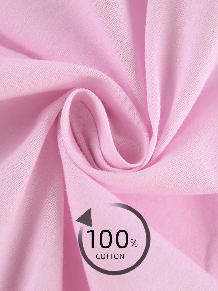 2024 Spring Cotton Linen Home Suit for Women Pink Wide Shorts with Shirts Tracksuit Casual Two-Piece Set New Women'S Pajamas Set