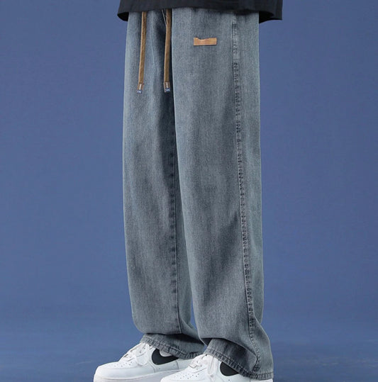 2025 New Fashion Jeans Men'S Summer Loose Straight Wide-Leg Pants Boys Tide Pants Men'S Models Casual Wide-Legged Pants