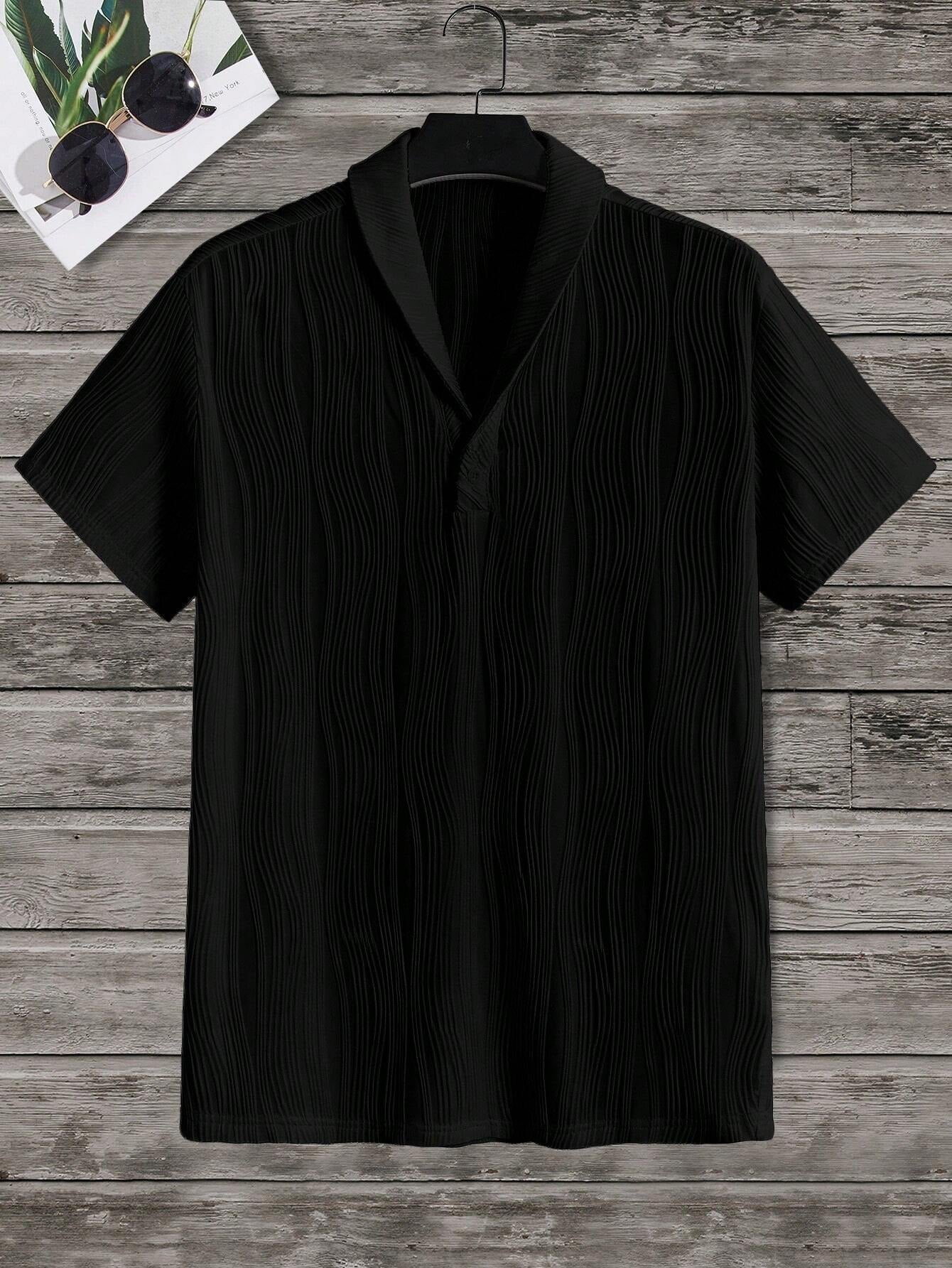 Manfinity Modagents Loose Men Solid Knitted Casual Short Sleeve Top and Trouser Two Pieces Set