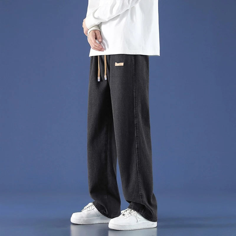 2025 New Fashion Jeans Men'S Summer Loose Straight Wide-Leg Pants Boys Tide Pants Men'S Models Casual Wide-Legged Pants