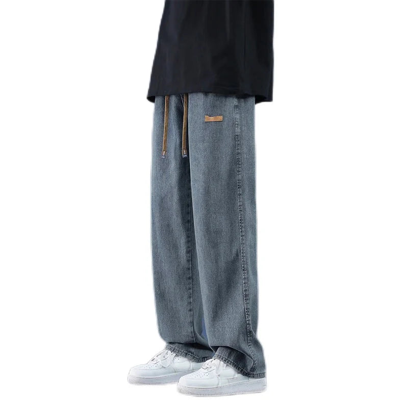 2025 New Fashion Jeans Men'S Summer Loose Straight Wide-Leg Pants Boys Tide Pants Men'S Models Casual Wide-Legged Pants