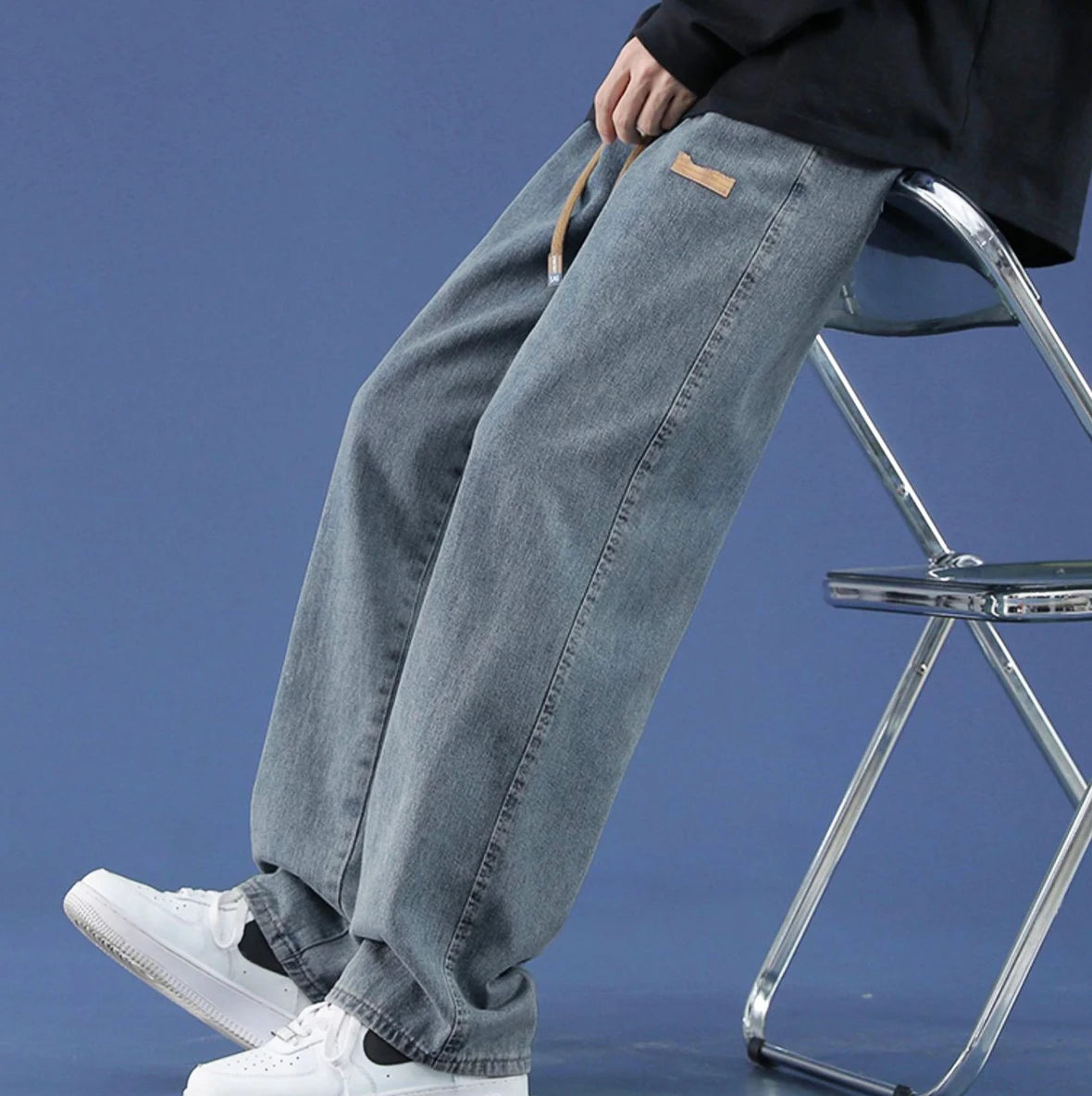 2025 New Fashion Jeans Men'S Summer Loose Straight Wide-Leg Pants Boys Tide Pants Men'S Models Casual Wide-Legged Pants