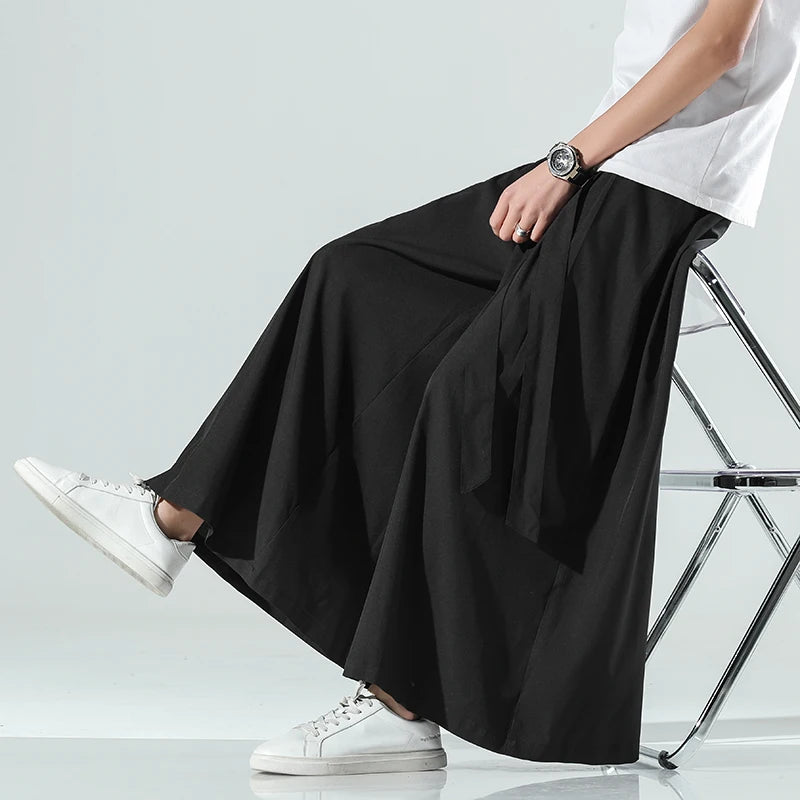 2025 Japanese Hakama Harajuku Kimono plus Size Casual Wide Pants Men Clothing Chinese Style Hanfu Tang Suit Men Clothing