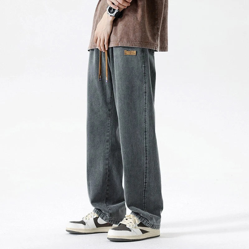 2025 New Fashion Jeans Men'S Summer Loose Straight Wide-Leg Pants Boys Tide Pants Men'S Models Casual Wide-Legged Pants