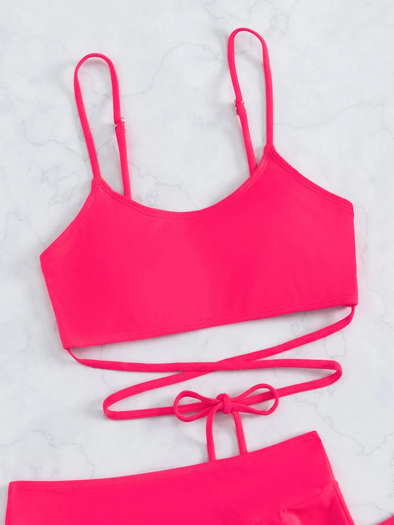 Swim Summer Beach Mono Bikini Set Crisscross Wireless Bra Top & Bikini Bottom & Skirt 3 Pieces Bikini