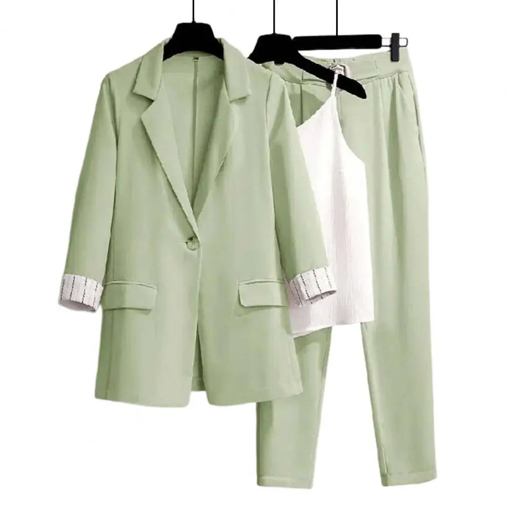 3 Pcs/Set Formal Three Piece Set Women Business Outfit Anti-Wrinkle Lapel Business Negotiation Women Coat Suit Meeting