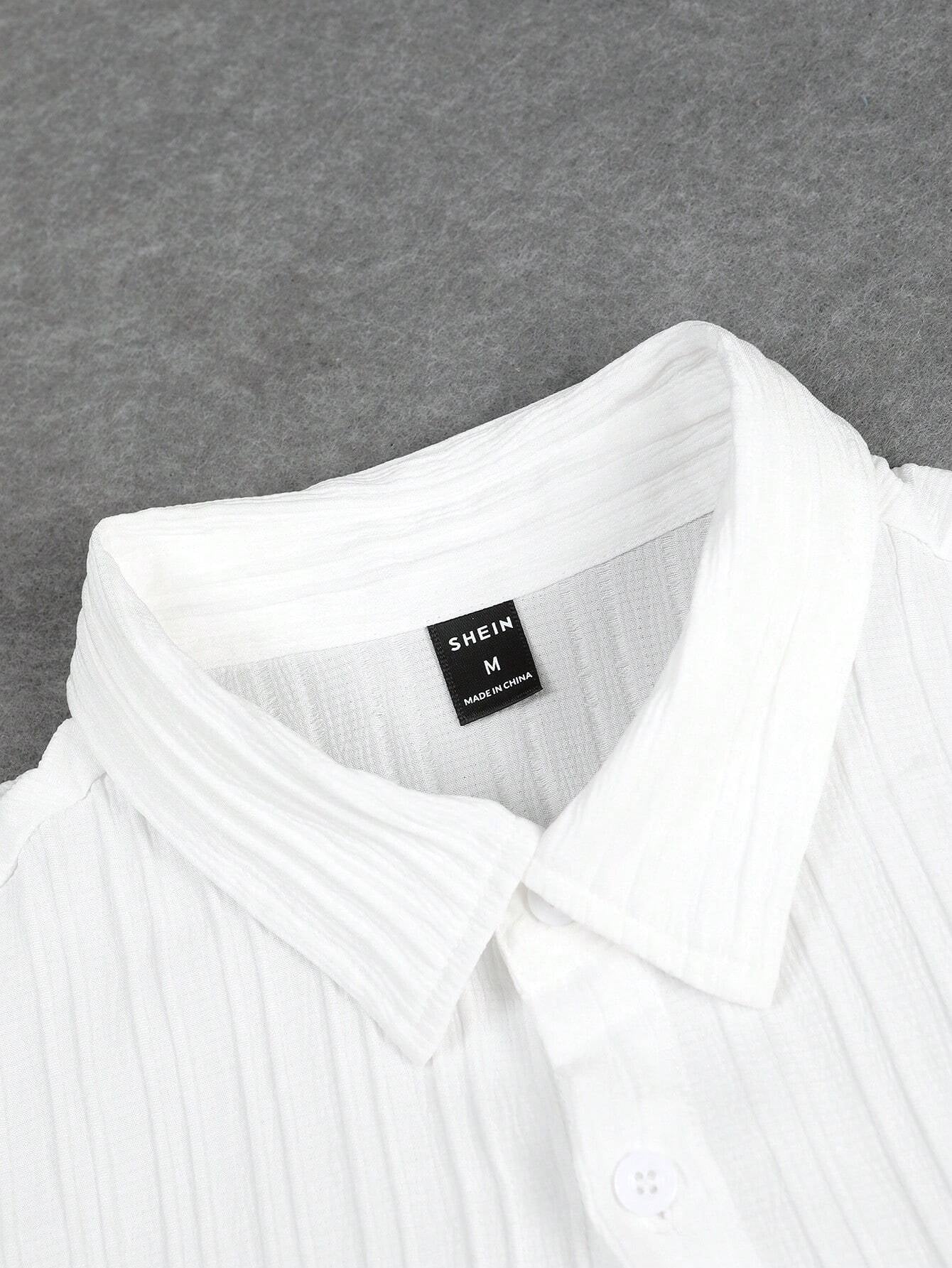 Manfinity Hypemode Men's Solid Button-Up Shirt and Drawstring Waist Pants Set