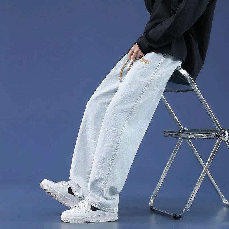 2025 New Fashion Jeans Men'S Summer Loose Straight Wide-Leg Pants Boys Tide Pants Men'S Models Casual Wide-Legged Pants