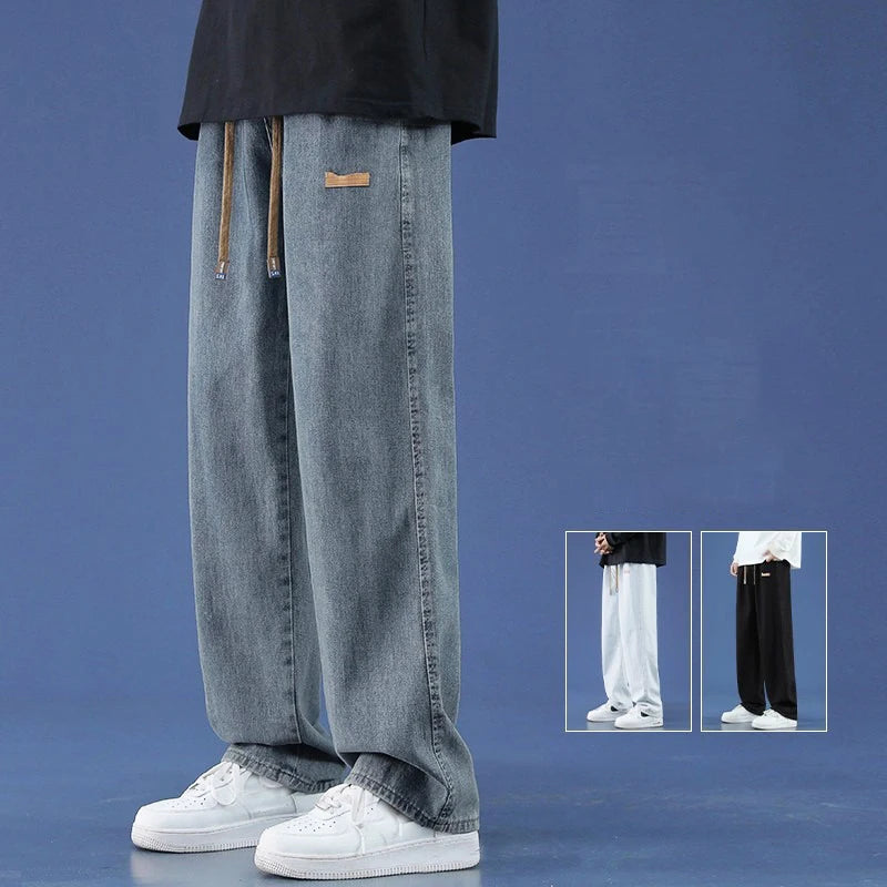 2025 New Fashion Jeans Men'S Summer Loose Straight Wide-Leg Pants Boys Tide Pants Men'S Models Casual Wide-Legged Pants