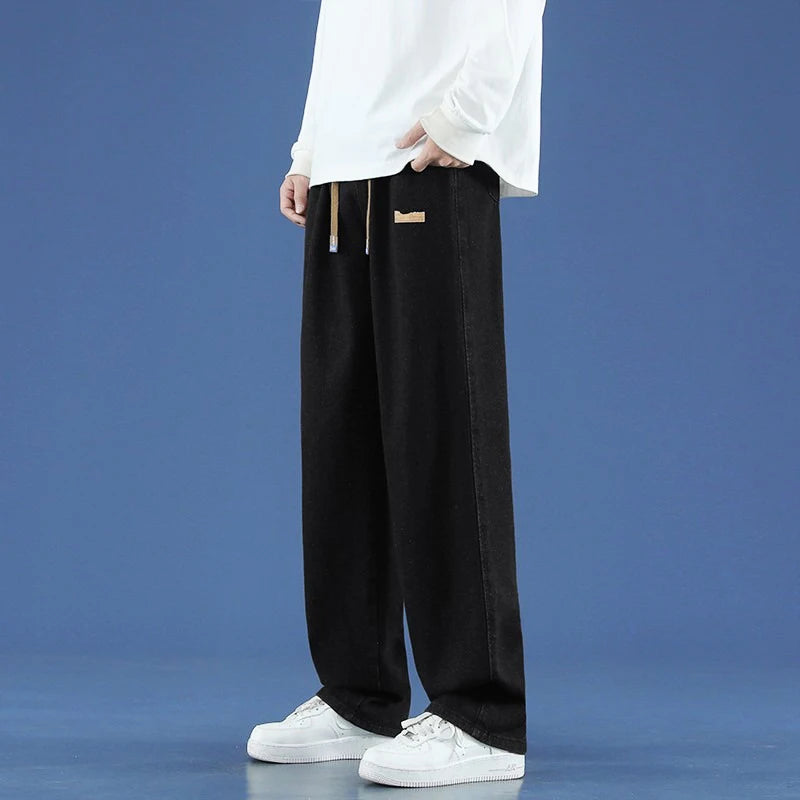 2025 New Fashion Jeans Men'S Summer Loose Straight Wide-Leg Pants Boys Tide Pants Men'S Models Casual Wide-Legged Pants